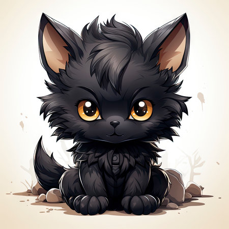 Kawaii Baby lycanthrope on white backgroundの素材