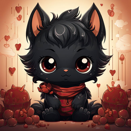 Kawaii Baby lycanthrope on white backgroundの素材