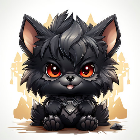 Kawaii Baby lycanthrope on white backgroundの素材