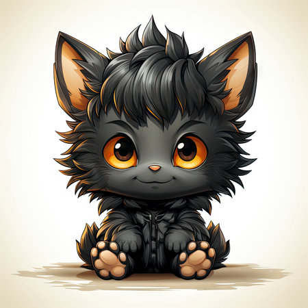 Kawaii Baby lycanthrope on white backgroundの素材