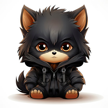 Kawaii Baby lycanthrope on white backgroundの素材