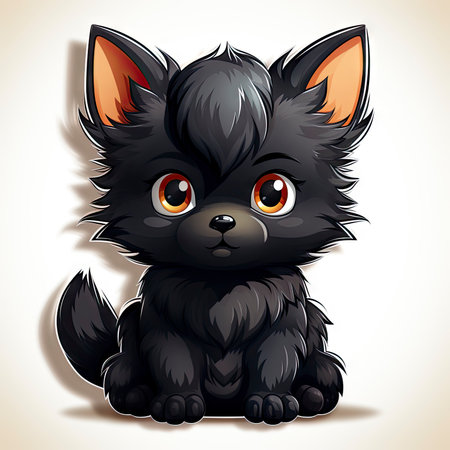 Kawaii Baby lycanthrope on white backgroundの素材