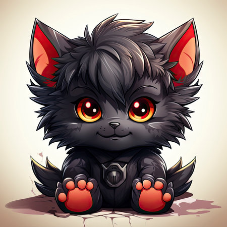 Kawaii Baby lycanthrope on white backgroundの素材