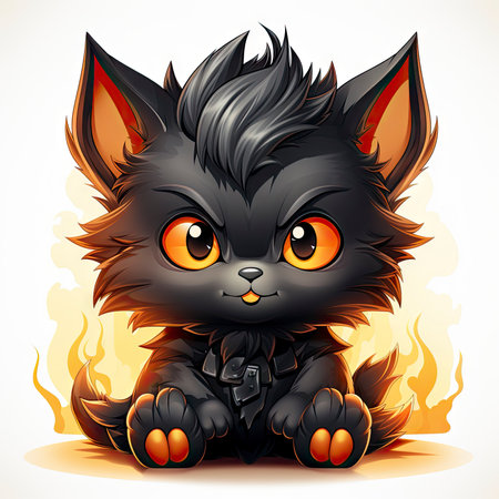 Kawaii Baby lycanthrope on white backgroundの素材
