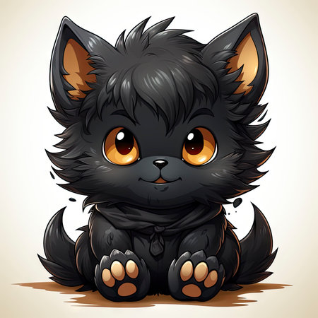 Kawaii Baby lycanthrope on white backgroundの素材