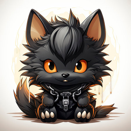 Kawaii Baby lycanthrope on white backgroundの素材