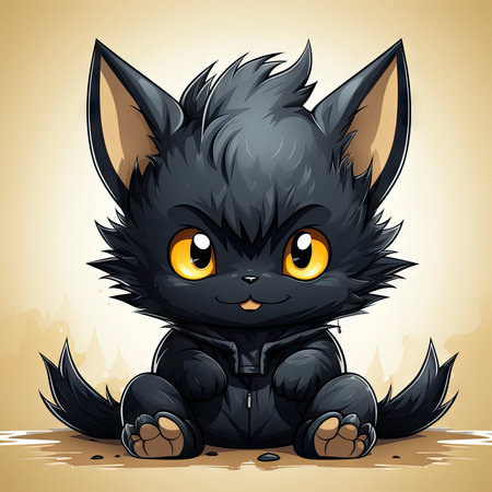 Kawaii Baby lycanthrope on white backgroundの素材