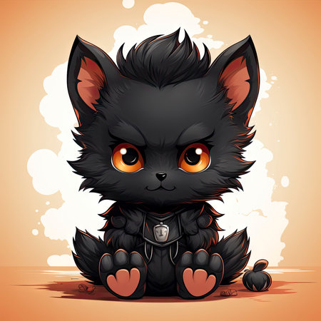 Kawaii Baby lycanthrope on white backgroundの素材