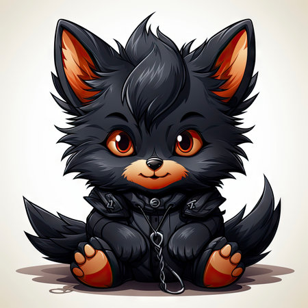 Kawaii Baby lycanthrope on white backgroundの素材