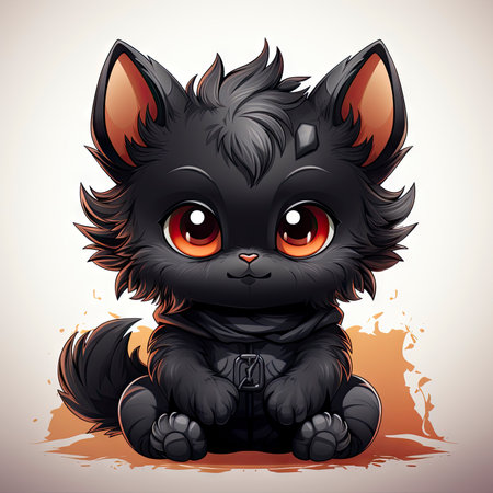 Kawaii Baby lycanthrope on white backgroundの素材