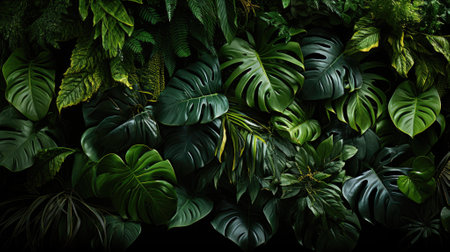 Tropical palm leaves, floral pattern background, real photoの素材