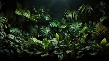 Tropical palm leaves, floral pattern background, real photoの素材