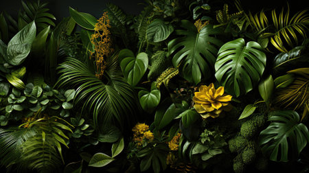 Tropical palm leaves, floral pattern background, real photoの素材