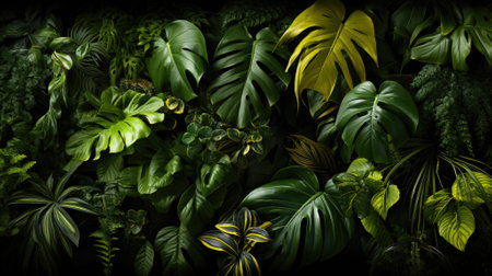 Tropical palm leaves, floral pattern background, real photoの素材