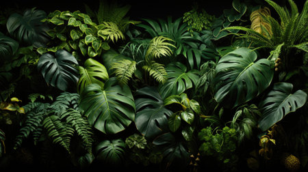 Tropical palm leaves, floral pattern background, real photoの素材