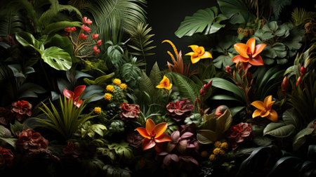 Tropical palm leaves, floral pattern background, real photoの素材