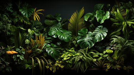 Tropical palm leaves, floral pattern background, real photoの素材