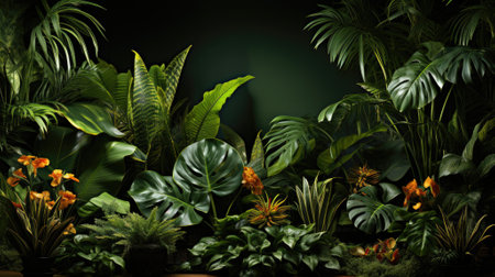 Tropical palm leaves, floral pattern background, real photoの素材