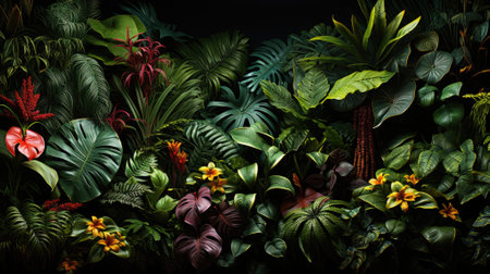 Tropical palm leaves, floral pattern background, real photoの素材