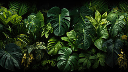 Tropical palm leaves, floral pattern background, real photoの素材