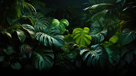 Tropical palm leaves, floral pattern background, real photoの素材
