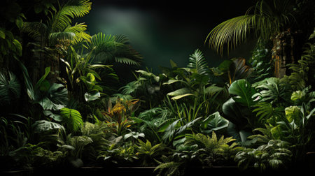 Tropical palm leaves, floral pattern background, real photoの素材
