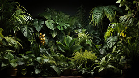 Tropical palm leaves, floral pattern background, real photoの素材