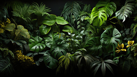 Tropical palm leaves, floral pattern background, real photoの素材