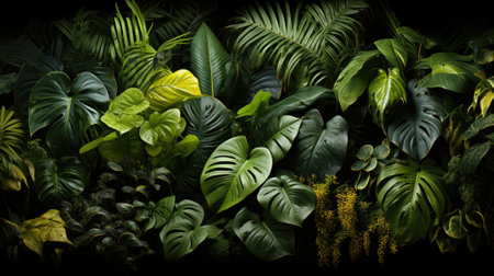 Tropical palm leaves, floral pattern background, real photoの素材