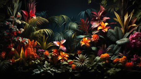 Tropical palm leaves, floral pattern background, real photoの素材