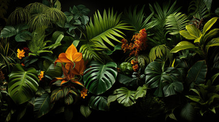 Tropical palm leaves, floral pattern background, real photoの素材