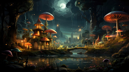Beautiful fairy world landscape. fantasy background for journals, prints, background and backdropsの素材