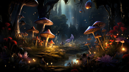 Beautiful fairy world landscape. fantasy background for journals, prints, background and backdropsの素材