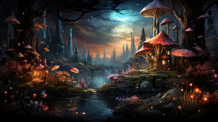 Beautiful fairy world landscape. fantasy background for journals, prints, background and backdropsの素材