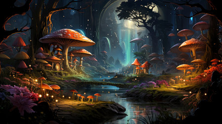 Beautiful fairy world landscape. fantasy background for journals, prints, background and backdropsの素材