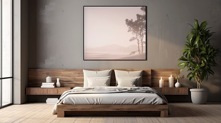 Sample frame set against a comfortable taupe bedroom backdropの素材