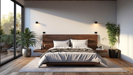 Sample frame set against a comfortable taupe bedroom backdropの素材