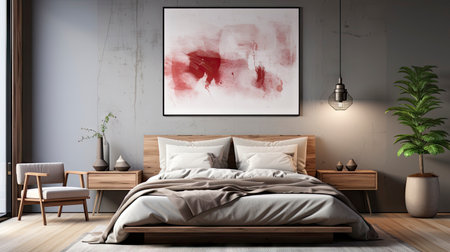 Sample frame set against a comfortable taupe bedroom backdropの素材