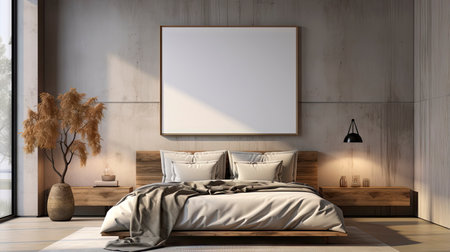 Sample frame set against a comfortable taupe bedroom backdropの素材