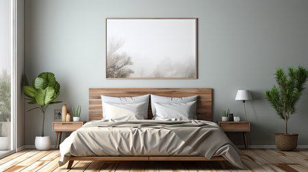 Sample frame set against a comfortable taupe bedroom backdropの素材