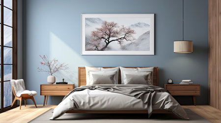 Sample frame set against a comfortable taupe bedroom backdropの素材