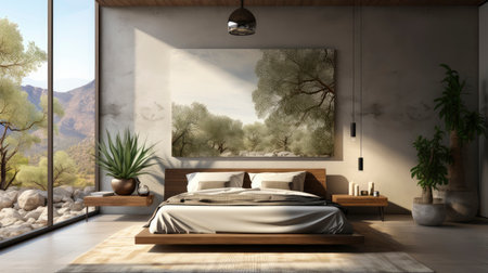 Sample frame set against a comfortable taupe bedroom backdropの素材