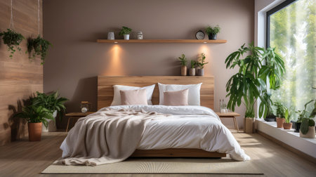 Sample frame set against a comfortable taupe bedroom backdropの素材