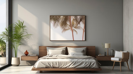 Sample frame set against a comfortable taupe bedroom backdropの素材