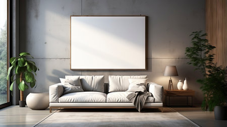 Sample frame set against a comfortable taupe bedroom backdropの素材