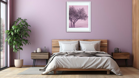 Sample frame set against a comfortable taupe bedroom backdropの素材