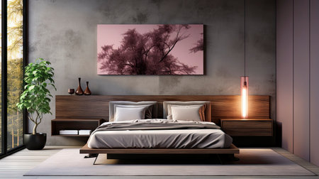 Sample frame set against a comfortable taupe bedroom backdropの素材