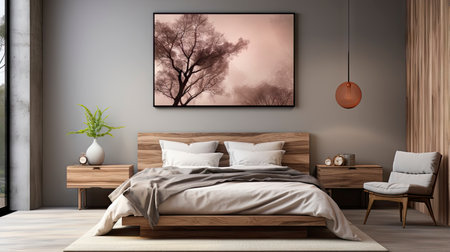 Sample frame set against a comfortable taupe bedroom backdropの素材