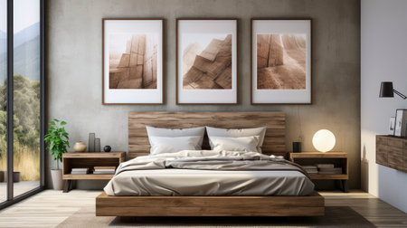 Sample frame set against a comfortable taupe bedroom backdropの素材
