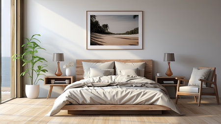 Sample frame set against a comfortable taupe bedroom backdropの素材
